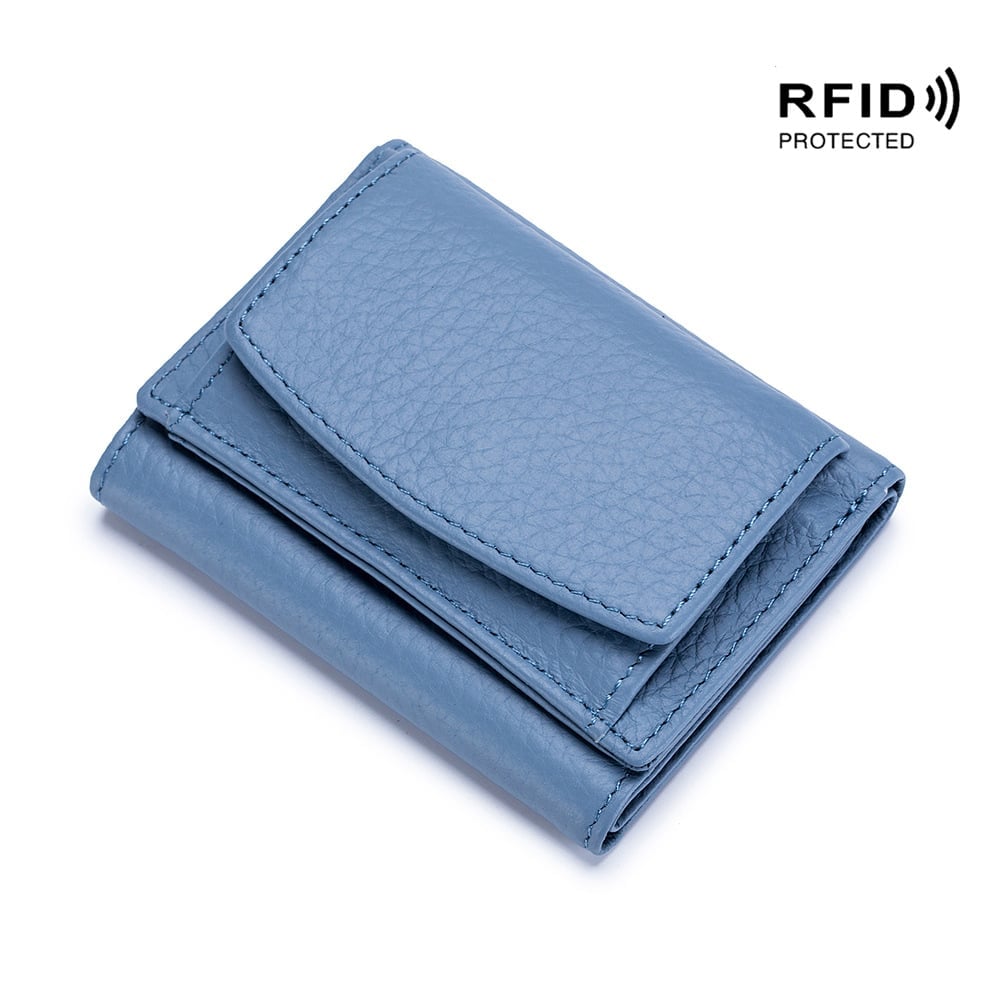 2026 New Genuine Leather RFID Blocking Card Holder Organizer Pocket Mini Wallet