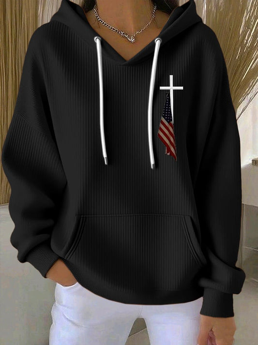 Women's Cross Flag Print Hoodie