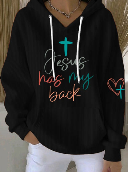 Women's Jesus Has My Back Print  Sweatshirts