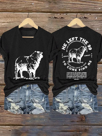 Women's He Left 99 to Come Find Me Print Round Neck T-Shirt