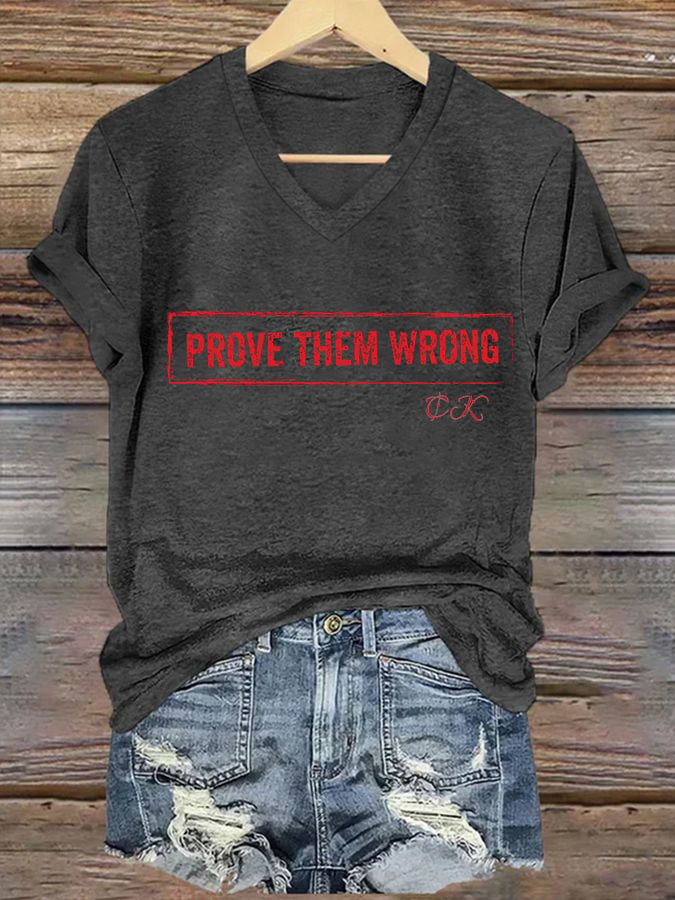 Women's Commemorative Print V Neck T-shirt