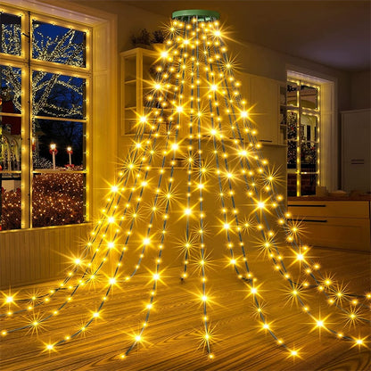 🔥Christmas Tree Waterfall Lights with Ring