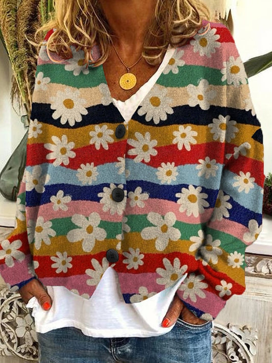 Vintage Check Print Casual Loose Button Flannel Cardigan