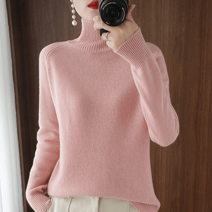 Women'S Solid Turtleneck Cashmere Knit Sweater