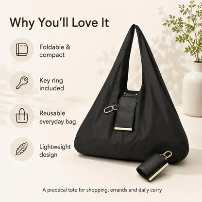 Compact Foldable Keychain Tote Bag, Reusable