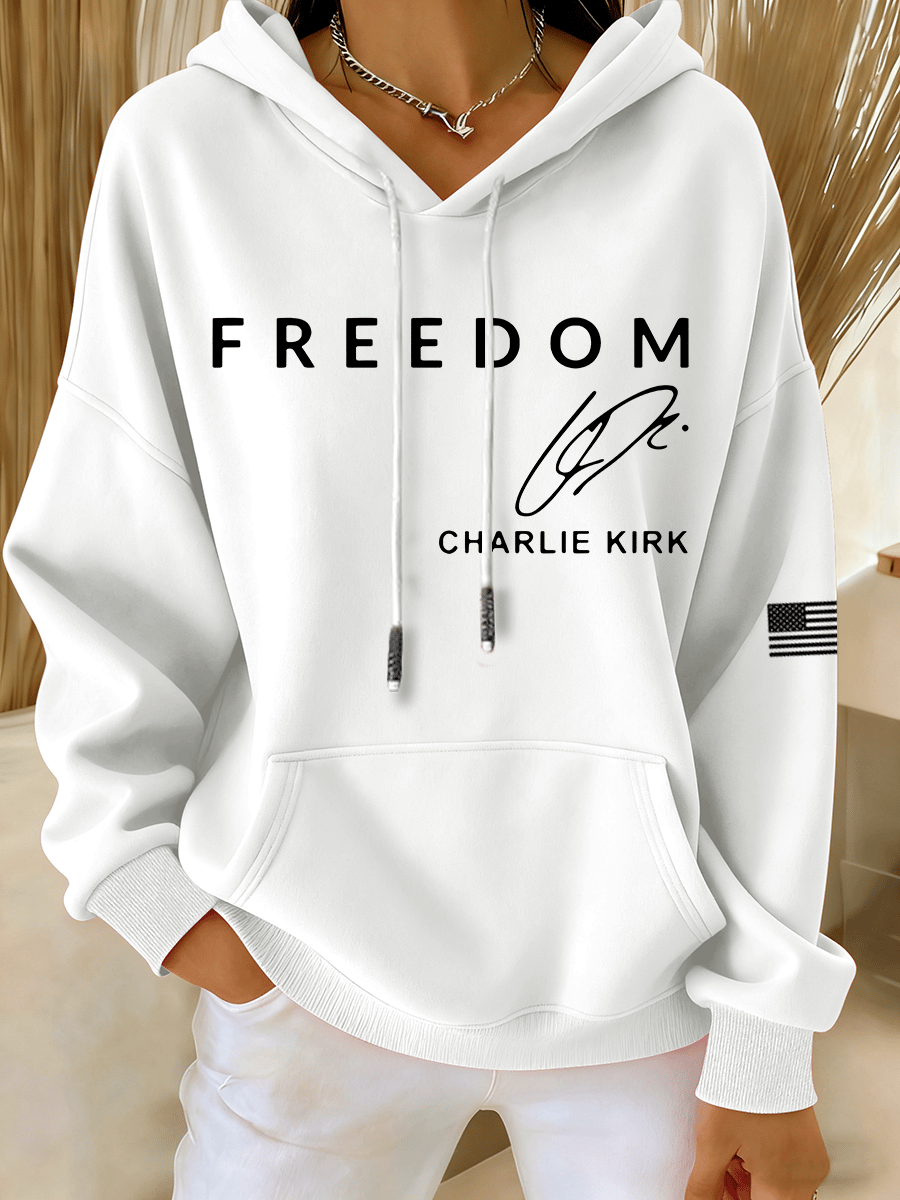 Women's Freedom Heat Transfer Cotton Hooded Sweatshirt