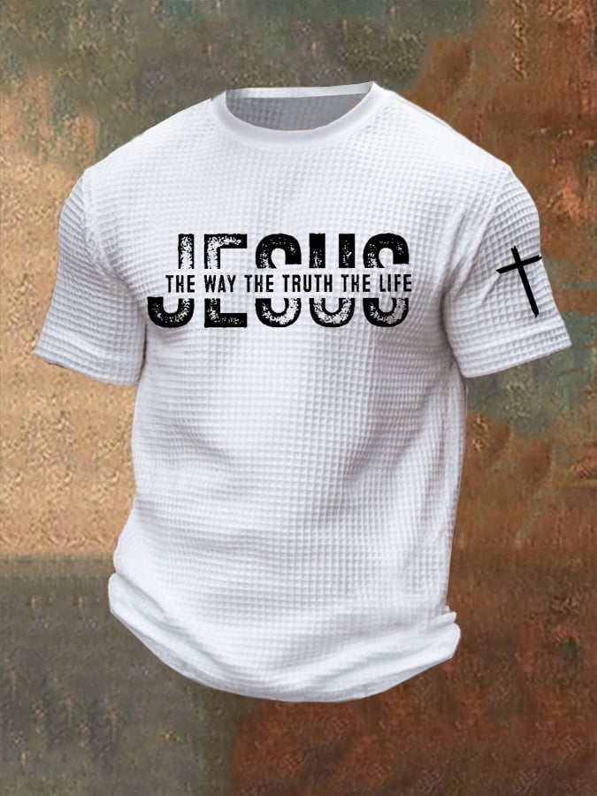 Men's Jesus The Way The Truth The Life Print Waffle T-Shirt