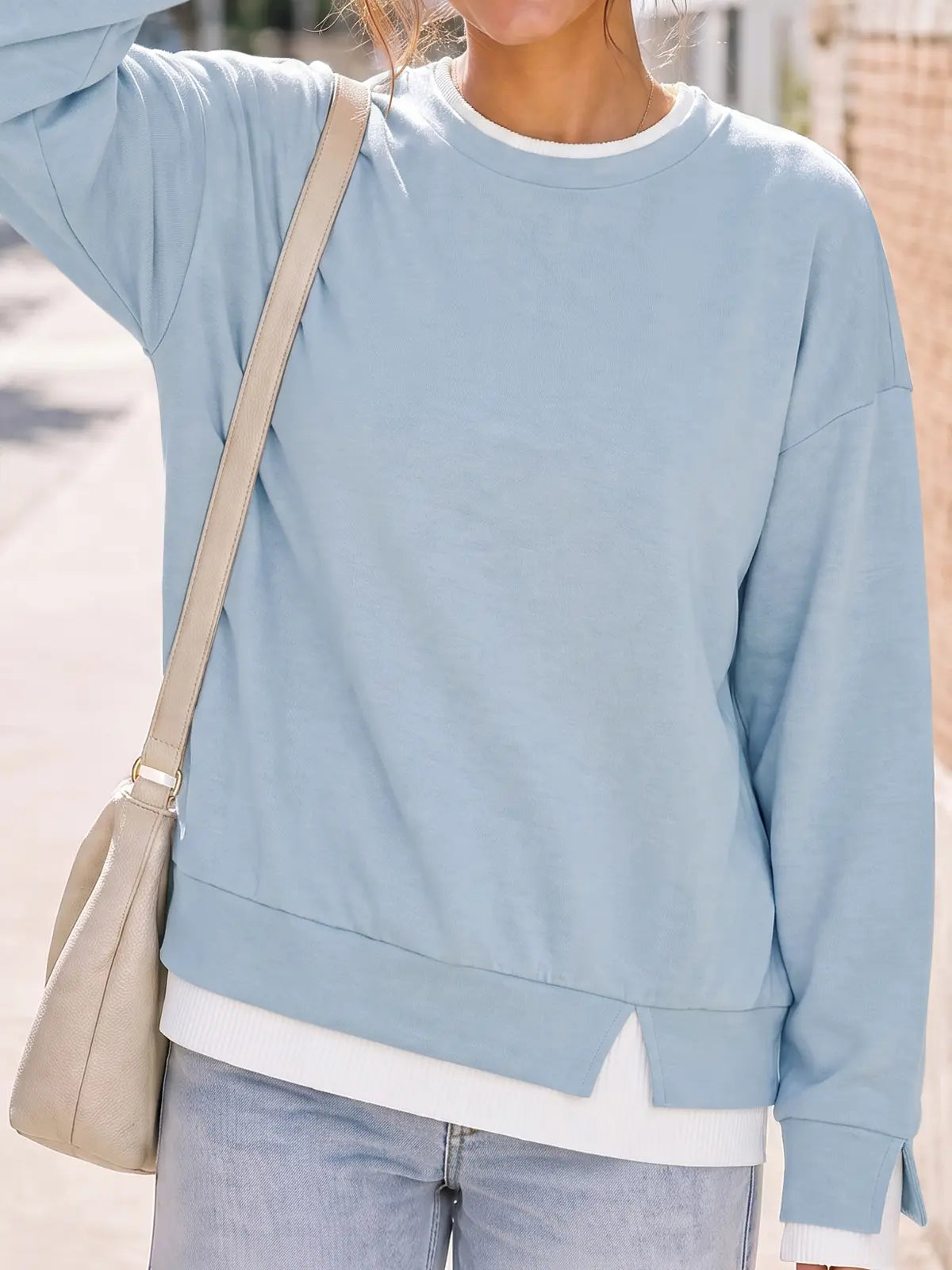 Women's Oversized Layered Sweatshirt with Drop Sleeves