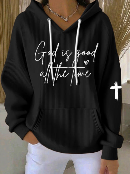 Women's God Is Good All The Time Print Casual Hoodie