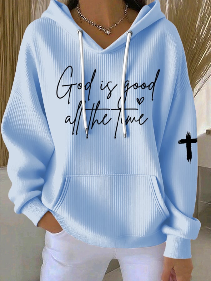 Women's God Is Good All The Time Print Casual Hoodie