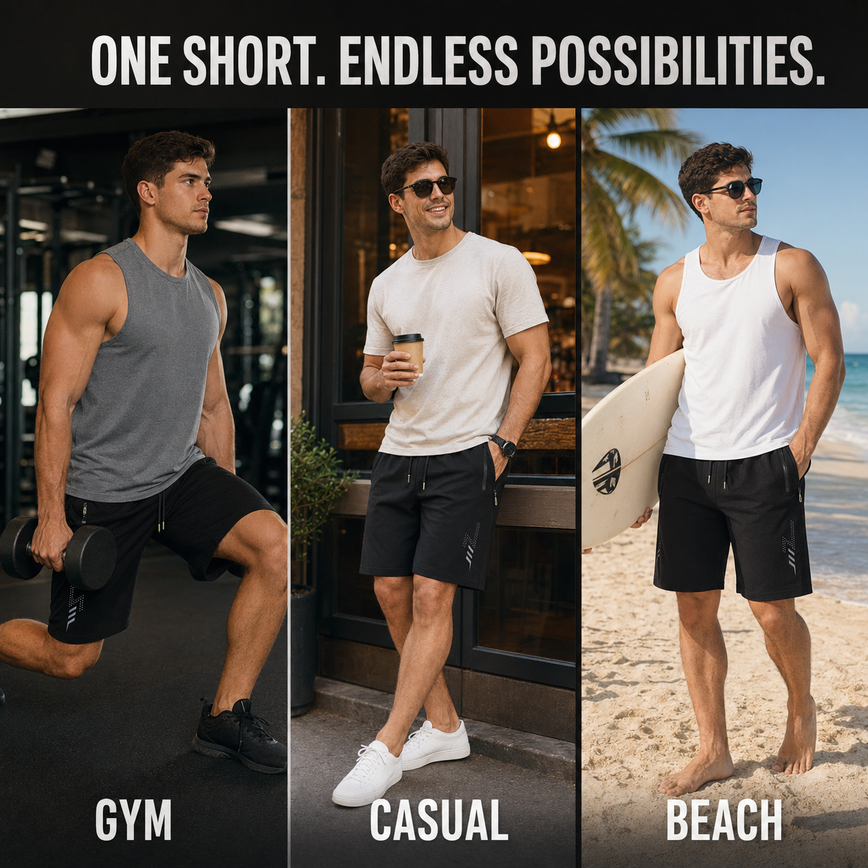 Men’s Lightweight Athletic Shorts with Drawstring & Pockets