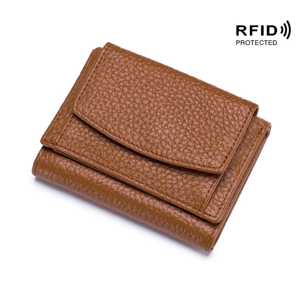 2026 New Genuine Leather RFID Blocking Card Holder Organizer Pocket Mini Wallet