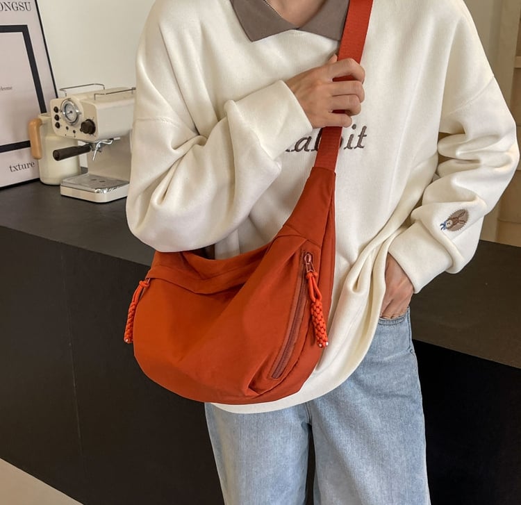 Designer Direct Sales👜Women's Fashion Plain Color Nylon Crossbody Hobo Bag