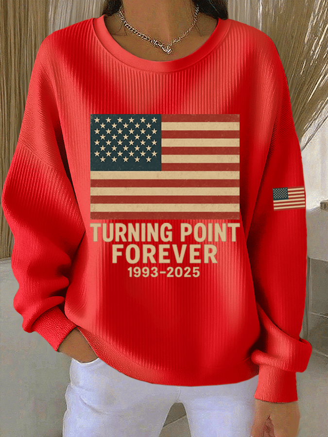Women's Hot Spot Print Knitted Crew Neck Long Sleeve Top