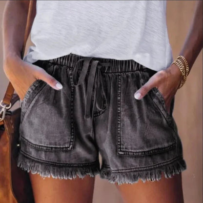 Boho Frayed Hem Denim Shorts