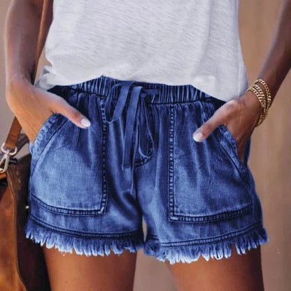 Boho Frayed Hem Denim Shorts