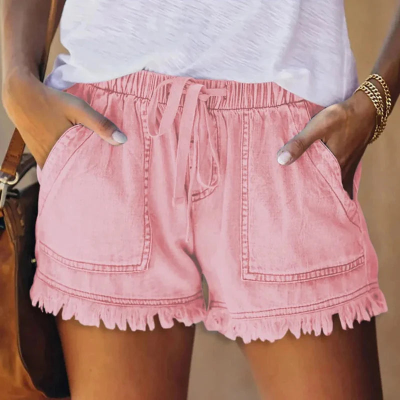 Boho Frayed Hem Denim Shorts