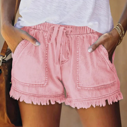 Boho Frayed Hem Denim Shorts