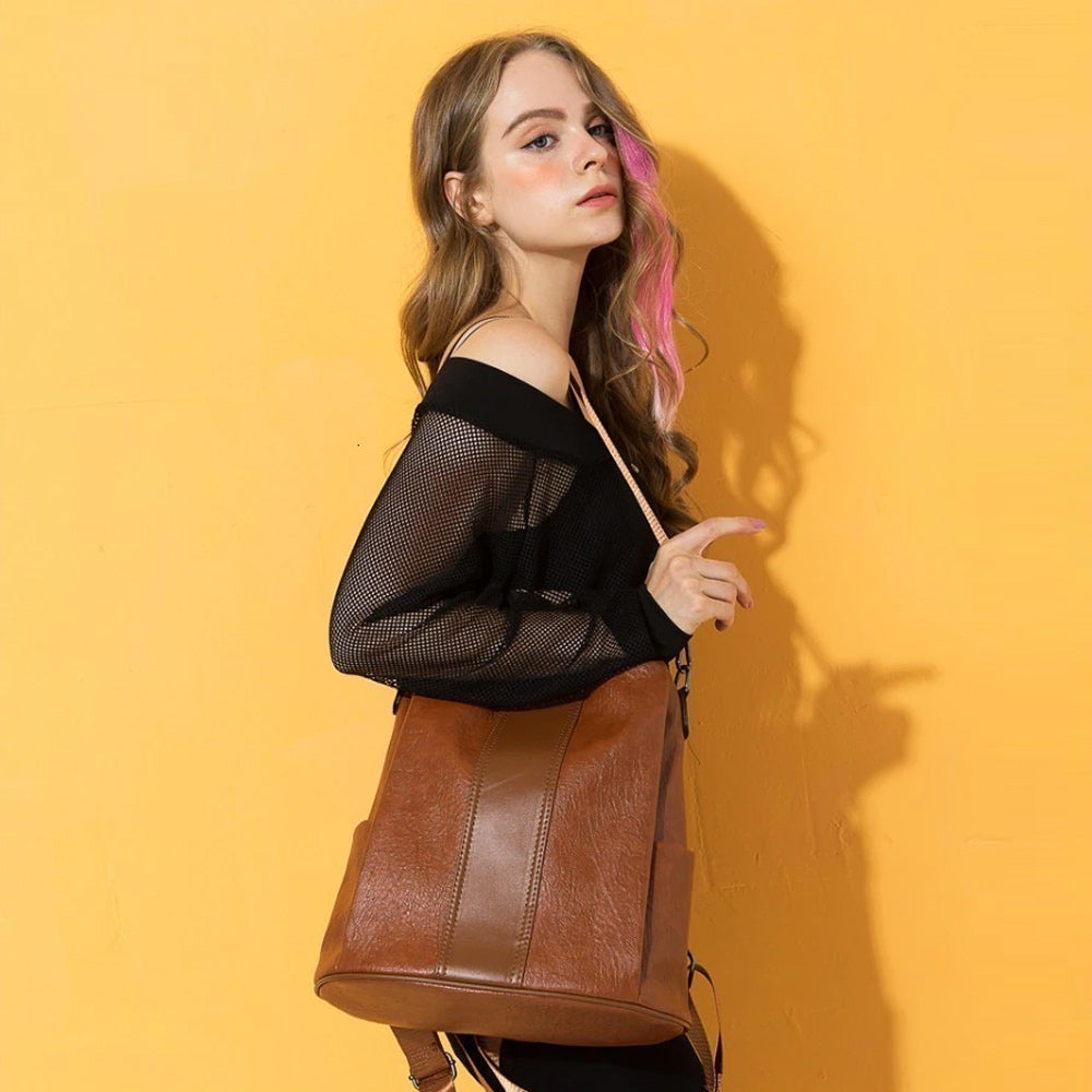 2-in-1 Anti-Theft Leather Women’s Backpack – Convertible Women’s Handbag