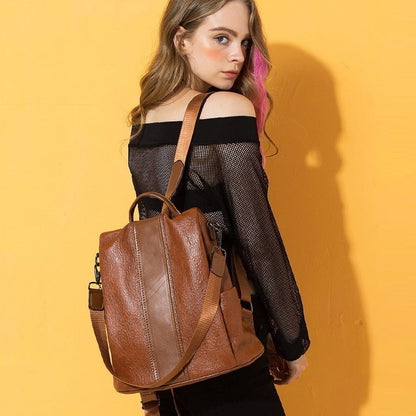 2-in-1 Anti-Theft Leather Women’s Backpack – Convertible Women’s Handbag