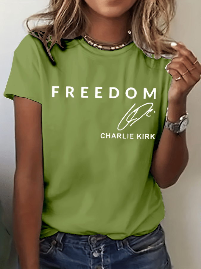 Women's Freedom Print Crew Neck T-Shirt