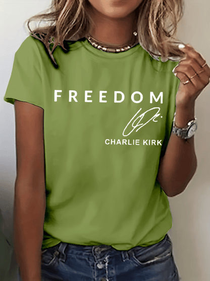 Women's Freedom Print Crew Neck T-Shirt