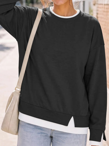 Women's Oversized Layered Sweatshirt with Drop Sleeves