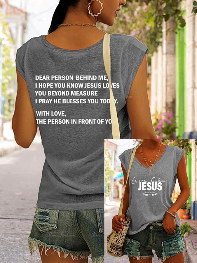 Women's Love Like Jesus Print Casual Vest