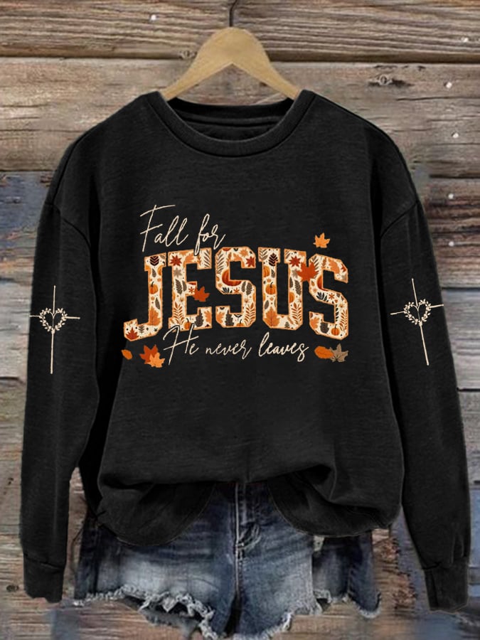 Women's He Never Leaves Sweatshirt