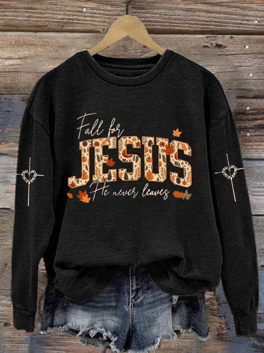 Women's He Never Leaves Sweatshirt