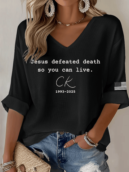 Women's Hot Spot Print Waffle Long Sleeve T-Shirt