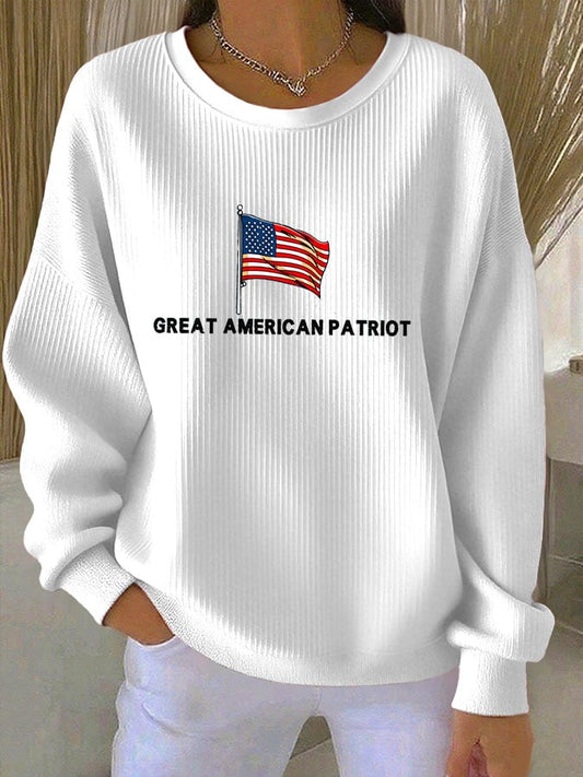 Women's Print Knit Crew Neck Long Sleeve Top