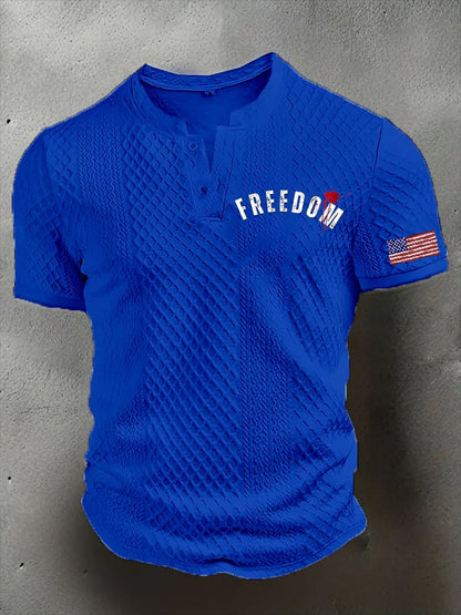 Men's Freedom American Flag Print Casual Jacquard Fabric Button Design Sweatshirt