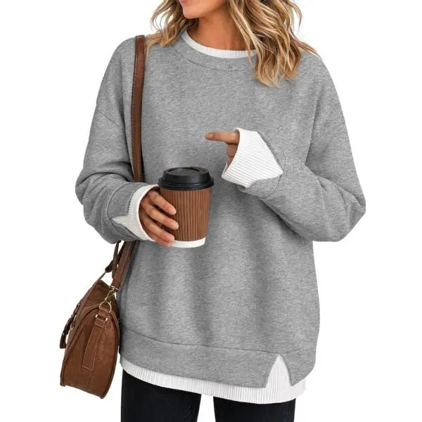 Women's Oversized Layered Sweatshirt with Drop Sleeves