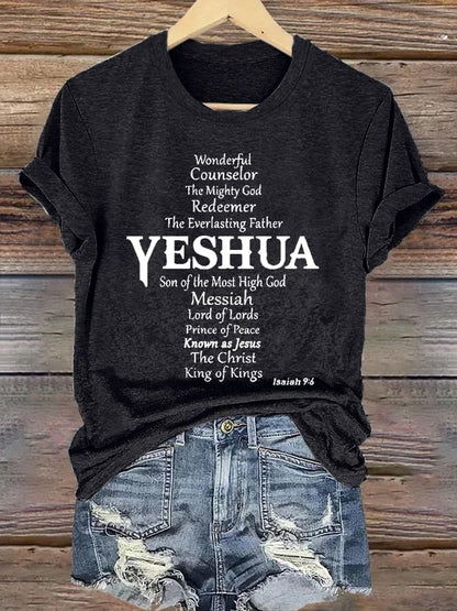 Women's Casual Christian Faith Letters Printed Round Neck Short Sleeve T-Shirt