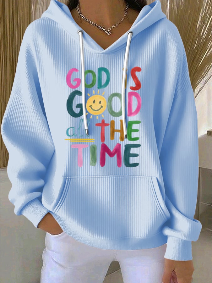 Women's God is Good All The Time Print Casual Hoodie