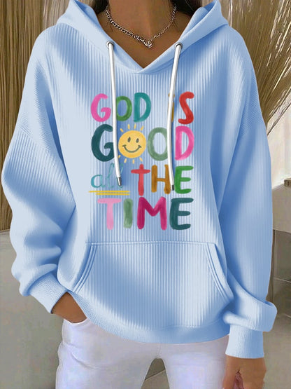 Women's God is Good All The Time Print Casual Hoodie