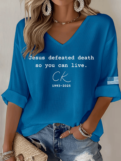 Women's Hot Spot Print Waffle Long Sleeve T-Shirt