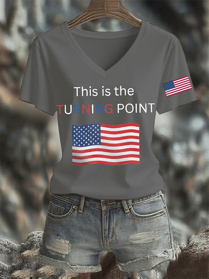Women's This Is The Turning Print V Neck T-shirt