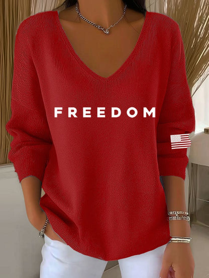 Women's Freedom Print Long Sleeve Top