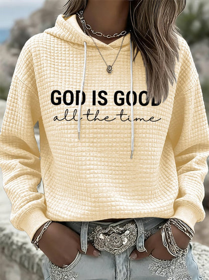 Women's God is Good All The Time Print Casual Hoodie