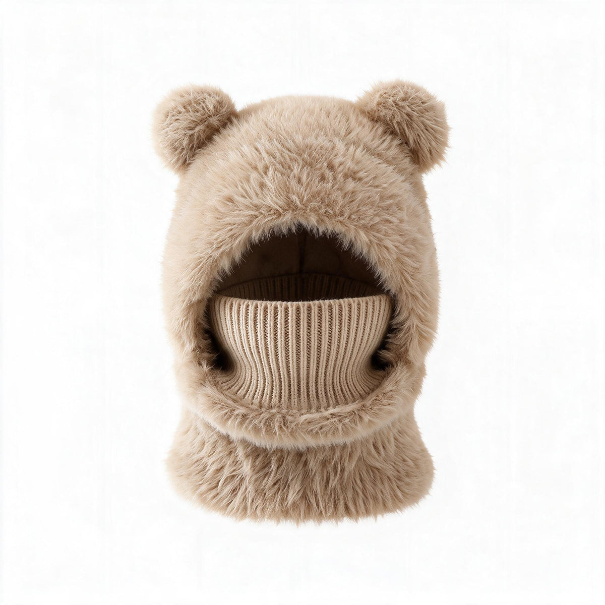 Bear Ear Balaclava Beanie – Soft Knit Winter Hat with Face & Neck Cover