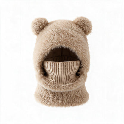 Bear Ear Balaclava Beanie – Soft Knit Winter Hat with Face & Neck Cover