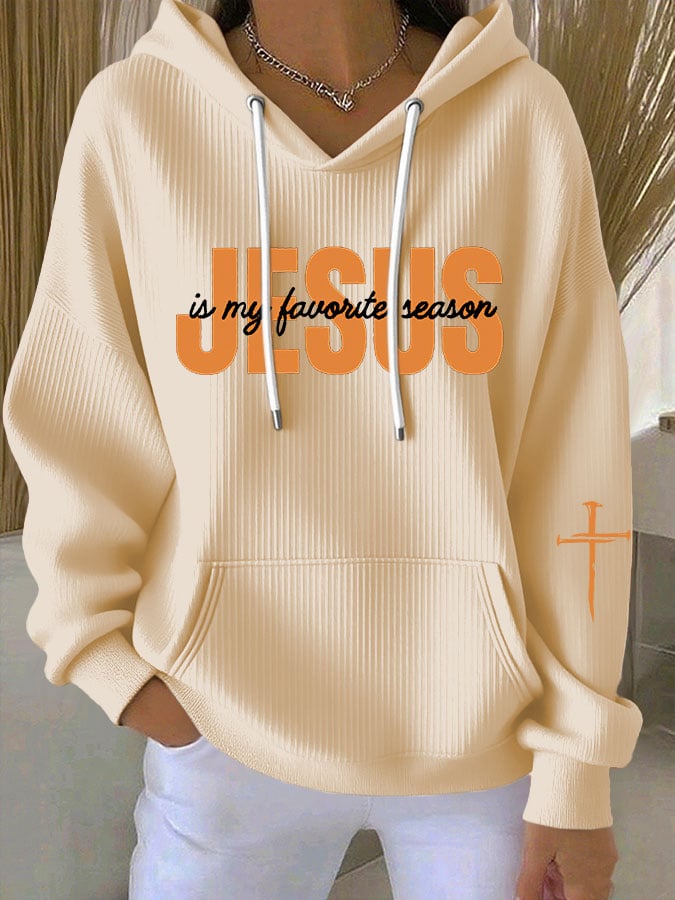 Women's Faith JESUS is my favorite season Print Casual Hooded Sweatshirt