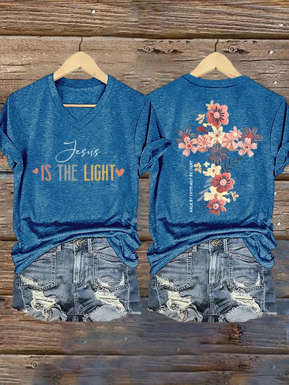 Women's Walking By Faith Tripping Constantly Print T-Shirt