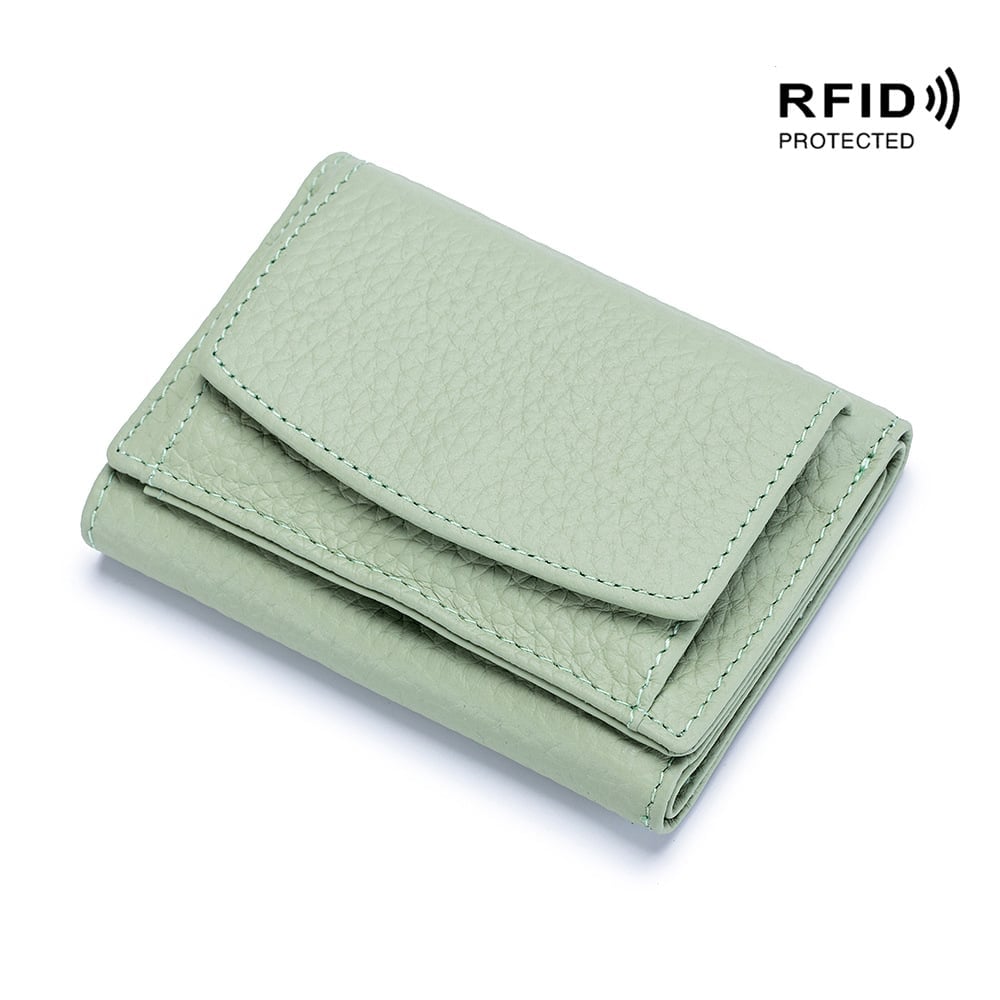 2026 New Genuine Leather RFID Blocking Card Holder Organizer Pocket Mini Wallet