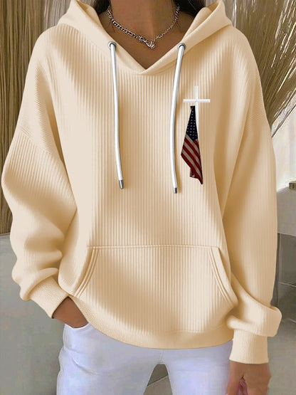 Women's Cross Flag Print Hoodie
