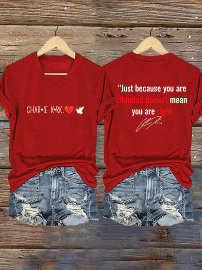 Women's Hot Spot Print V Neck T-shirt