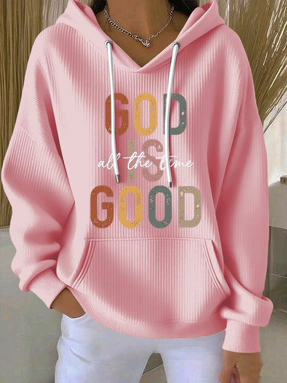 Women's God Is Good All The Time Print Casual Hoodie