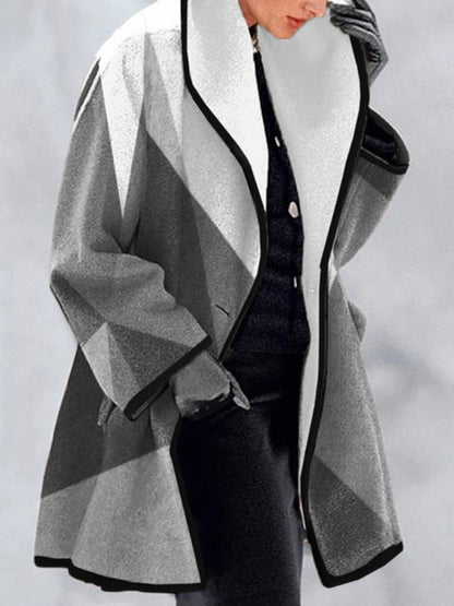 Women's Vintage Printed Woolen Coat